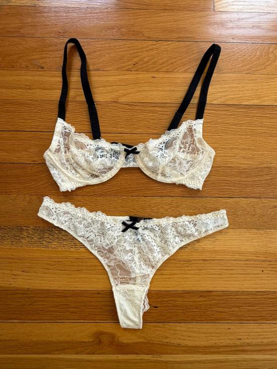  플뢰르 뒤 말 브라 Fleur Du Mal Bianca 레이스 발코네트  리넨 베이지 - FLEUR DU MAL