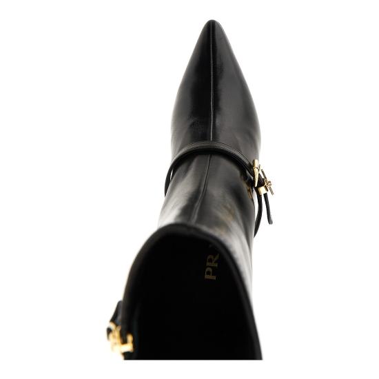 26FW 프라다 나파 레더 미드힐 부츠 1U648OF055L68 Black - PRADA