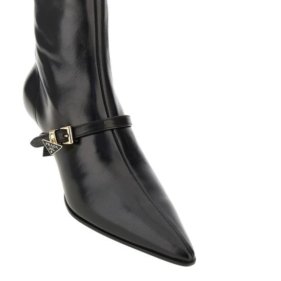 26FW 프라다 나파 레더 미드힐 부츠 1U648OF055L68 Black - PRADA