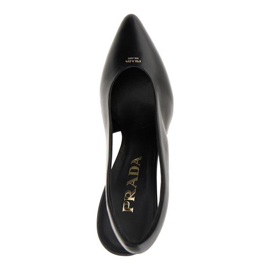 26FW 프라다 가죽 슬링백 펌프스 힐 1I693OFE085A21 Black - PRADA