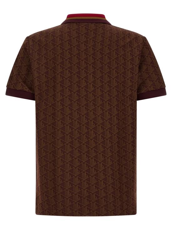 26FW 라코스테 스트라이프 칼라 모노그램 자카드 폴로 티셔츠 DH1417WD9 Brown - LACOSTE