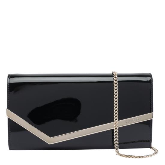 26FW 지미추 클러치/파우치 EMMIE PATBLACK LIGHT GOLD