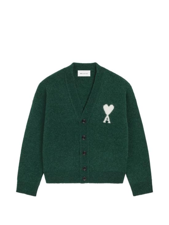 26FW 아미 빅 하트 로고 알파카 니트 가디건 UKC365KN0135 A279 VERDE
