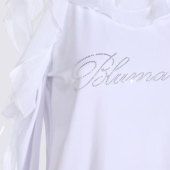 26FW 블루마린 반팔 티셔츠 RF6107J5003 D3102 WHITE STRASS - BLUMARINE