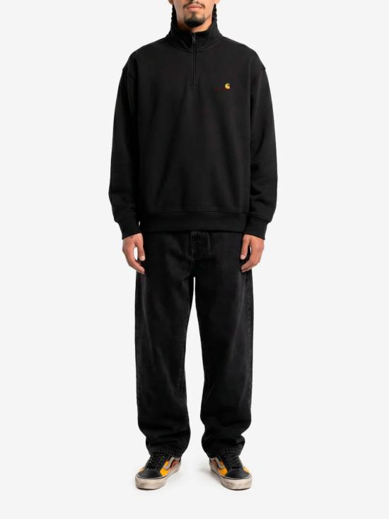 26FW 칼하트 WIP 하프 집 아메리칸 스크립트 스웨트셔츠 I027014 3T6XX BLACK - CARHARTT WIP