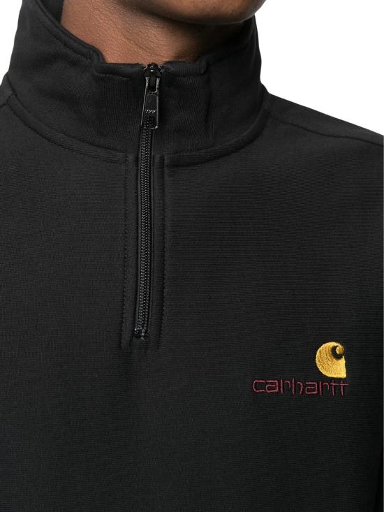 26FW 칼하트 WIP 하프 집 아메리칸 스크립트 스웨트셔츠 I027014 89XX BLACK - CARHARTT WIP