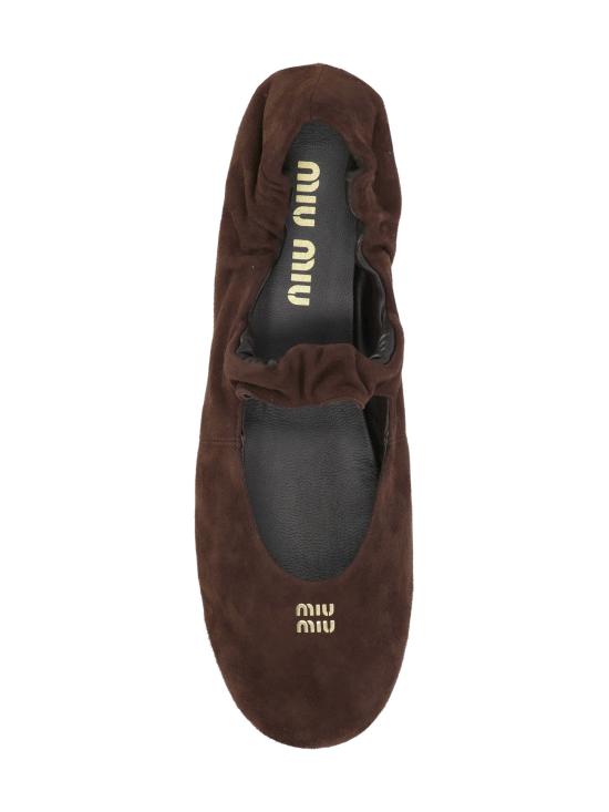 26FW 미우미우 주름 스웨이드 발레리나 플랫 슈즈 5F340EF D005 008F0003 MORO BALTICO - MIU MIU