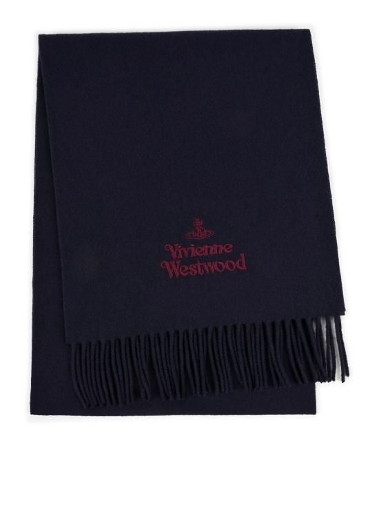 26FW 비비안웨스트우드 자수 로고 머플러 81030007 W00Q7AACK411 DARK BLUE