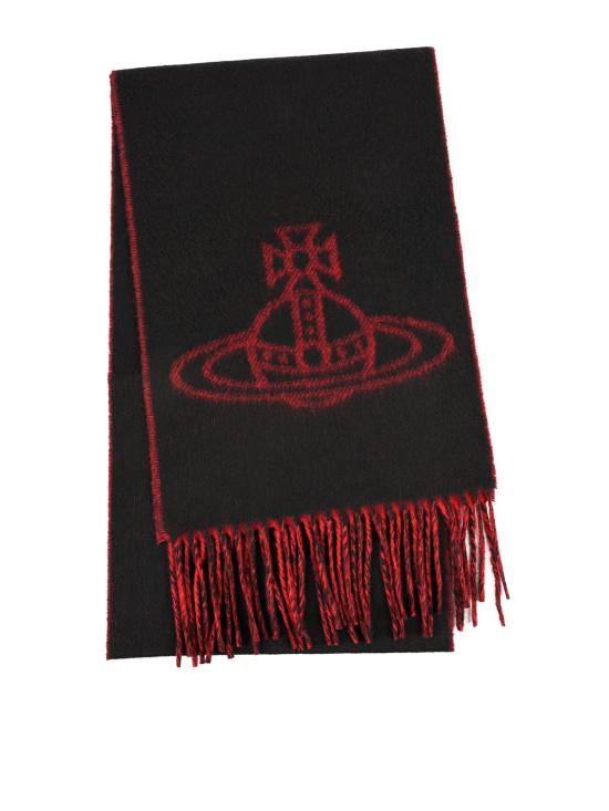 26FW 비비안웨스트우드 싱글 ORB 더블 페이스 머플러 81030006 W01MKN401 BLACK RED ORB - VIVIENNE WESTWOOD