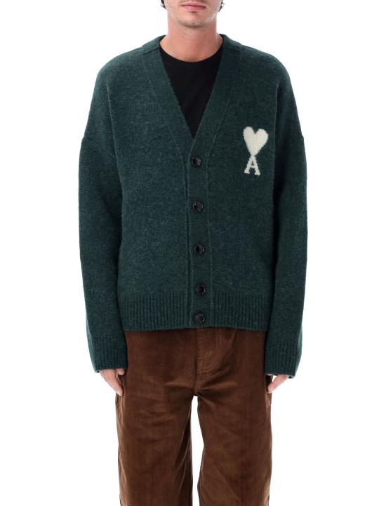26FW 아미 빅 하트 로고 알파카 니트 가디건 UKC365KN0135 A279 VERDE