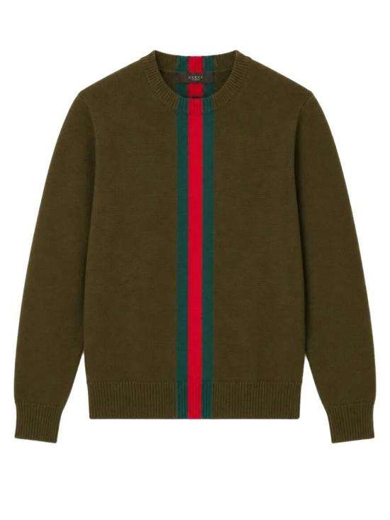 26FW [키즈] 구찌 WEB 스트라이프 울 니트 스웨터 867433XKFNR 3008 VERDE