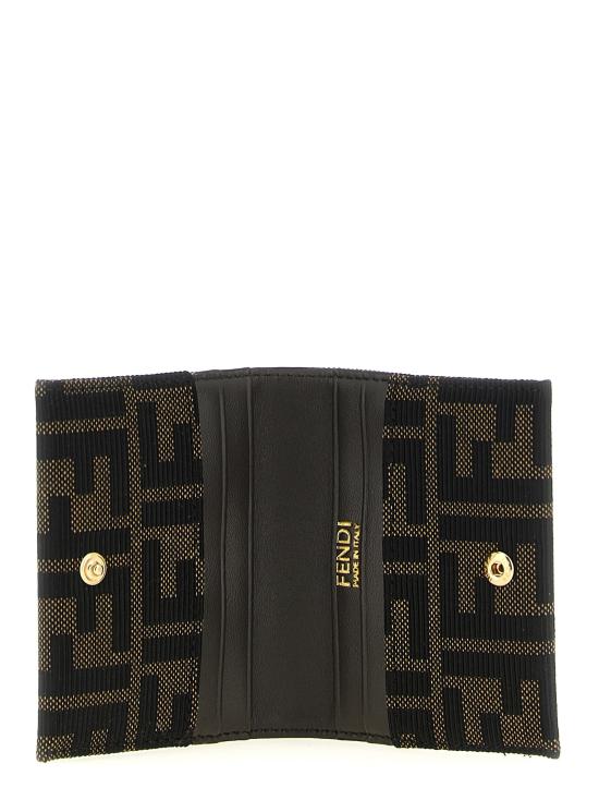 26FW 펜디 지갑 Ff 자카드 카드  및 카드 홀더 브라운 - FENDI