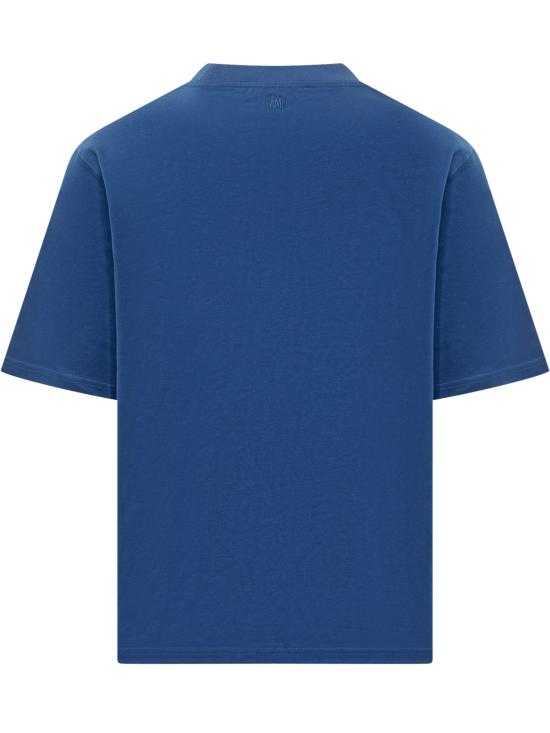 26FW 아미 하트 로고 코튼 자수 티셔츠 UTS341726 490 BLEU ROI - AMI