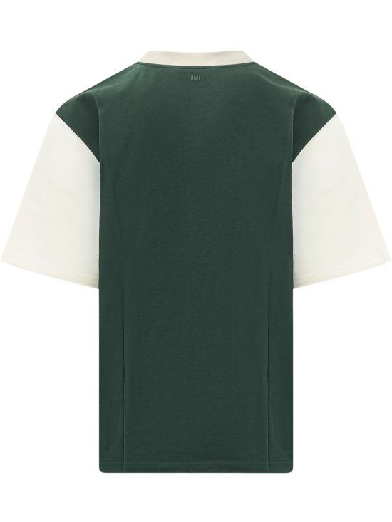 26FW 아미 반팔 티셔츠 UTS418JE0272 A244 BOTTLE GREEN IVORY - AMI
