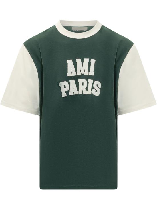 26FW 아미 반팔 티셔츠 UTS418JE0272 A244 BOTTLE GREEN IVORY