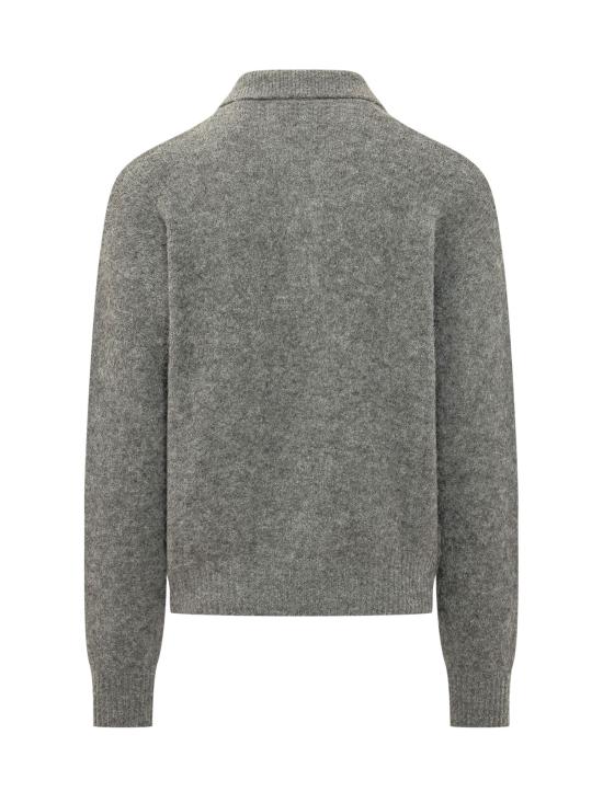 26FW 아미 알파카 아미 롱 슬리브 폴로 스웨터 HPL405KN0021 A189 GRIS CARBONE - AMI