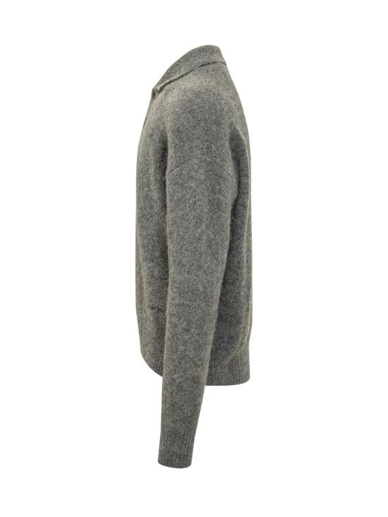 26FW 아미 알파카 아미 롱 슬리브 폴로 스웨터 HPL405KN0021 A189 GRIS CARBONE - AMI