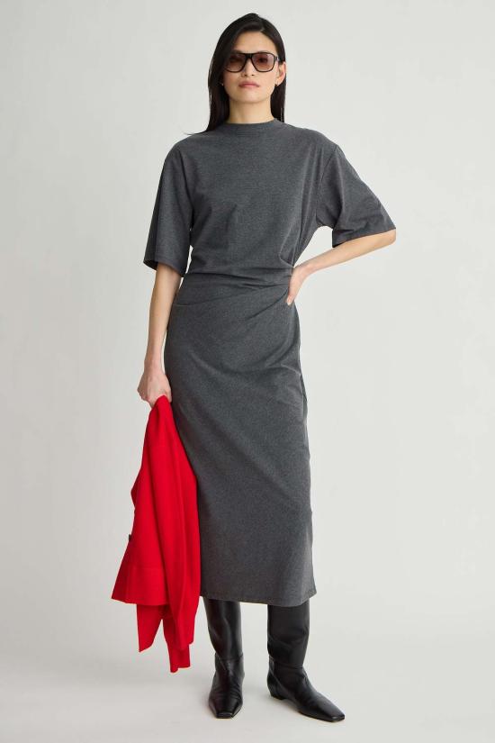 어피스 어파트 롱 원피스 Apiece Apart Luna Cinched Maxi Dress Heathered Charcoal - APIECE APART