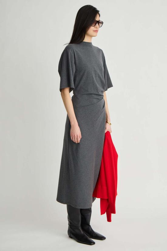  어피스 어파트 롱 원피스 Apiece Apart Luna Cinched Maxi Dress Heathered Charcoal - APIECE APART