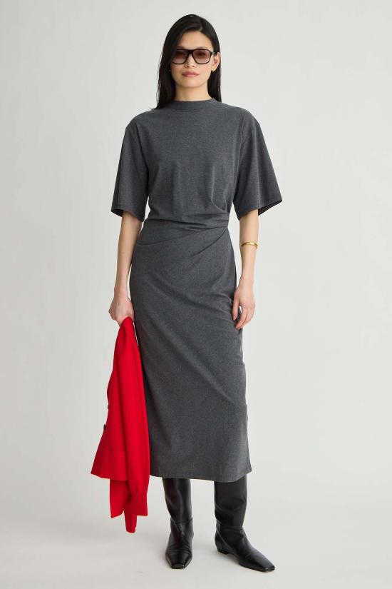  어피스 어파트 롱 원피스 Apiece Apart Luna Cinched Maxi Dress Heathered Charcoal - APIECE APART