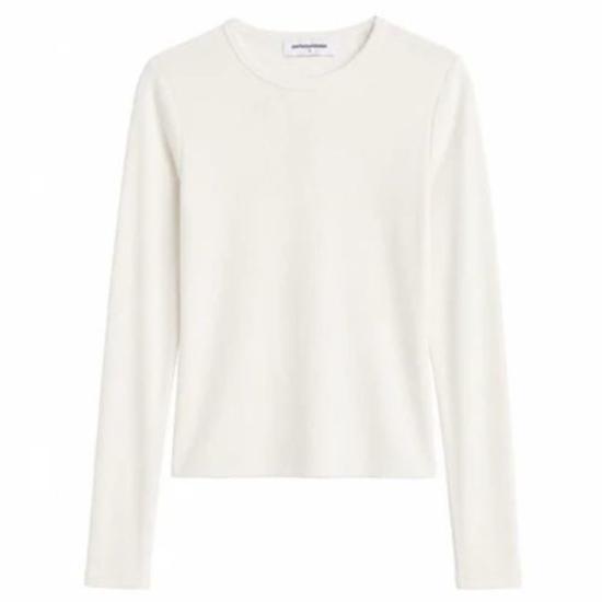  퍼펙트 화이트 티 긴팔 티셔츠 이바나 마이크로 모달 캐시미어 립 긴팔 셔츠 - PERFECT WHITE TEE