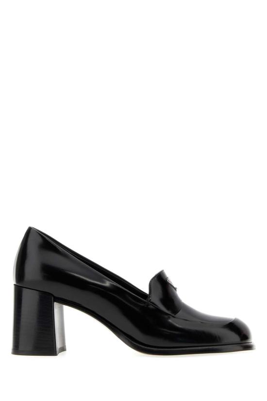 26FW 프라다 브러쉬드 가죽 힐 로퍼 1D707OF065P39 F0002 BLACK