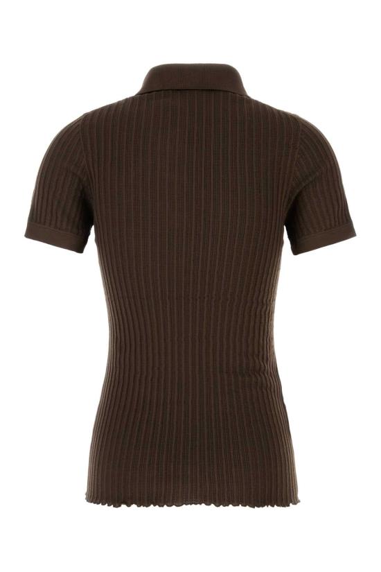 26FW 미우미우 포인텔 디테일 실크 니트 폴로 셔츠 MML06USOOO191X F0324 BROWN - MIU MIU