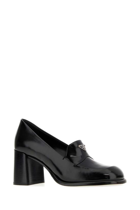 26FW 프라다 브러쉬드 가죽 힐 로퍼 1D707OF065P39 F0002 BLACK - PRADA