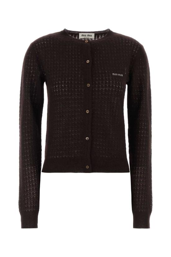 26FW 미우미우 퐁텔 스티치 캐시미어 실크 가디건 MMF03TSOOO6064 F0003 BROWN