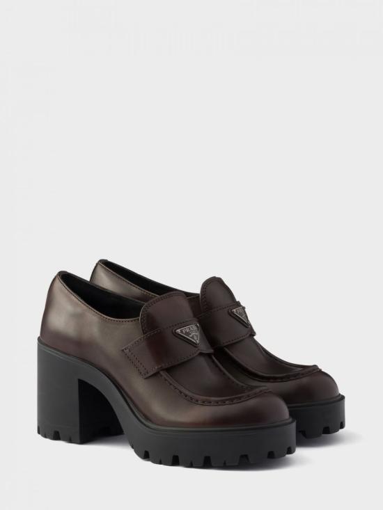 26FW 프라다 브러시드 가죽 플랫폼 로퍼 1D563O3KDP F0562 Brown