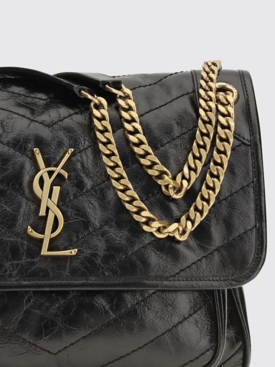 26FW 생로랑 니키 미디움 빈티지 레더 6331840EN07 1000 Black - SAINT LAURENT