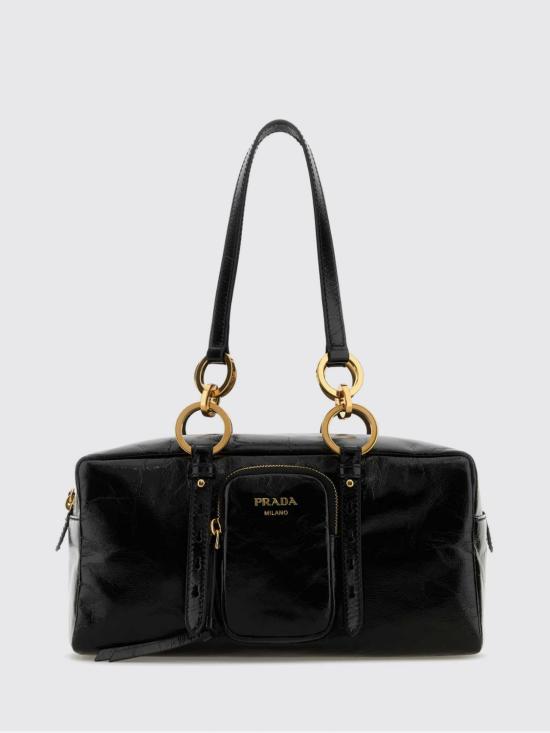 26FW 프라다 댕글 미디움 레더 탑 핸들 백 1BB1382CYR F0002 Black