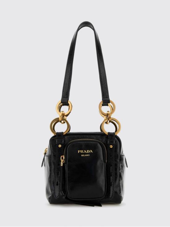 26FW 프라다 댕글 레더 탑 핸들 미니백 1BB1372CYR F0002 Black