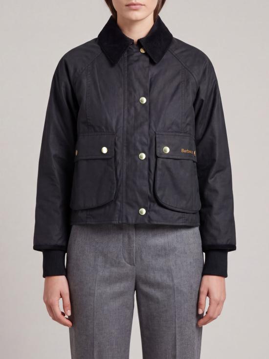26FW 바버 크롭드 비드넬 왁스 재킷 LWX1403 BK71 Black