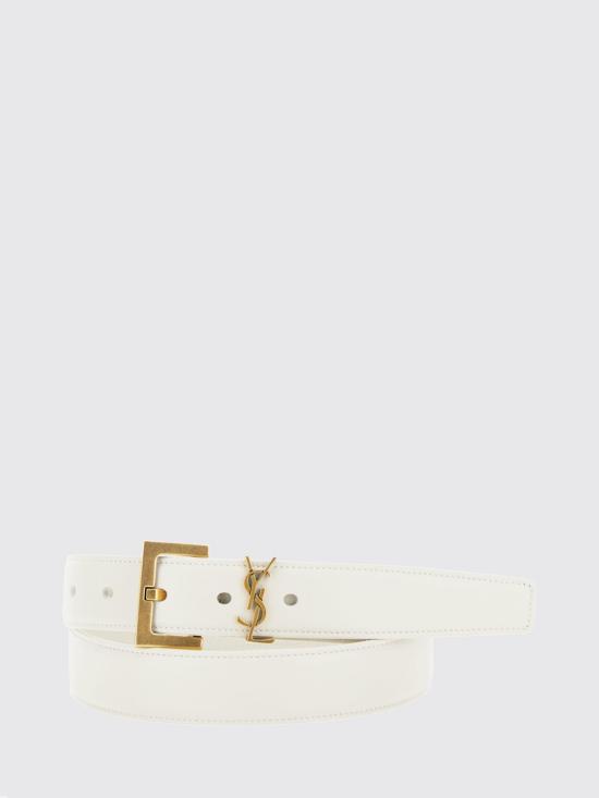 26FW 생로랑 카산드라 벨트 스퀘어 버클 스무스 레더 634437BOO0W 9207 White