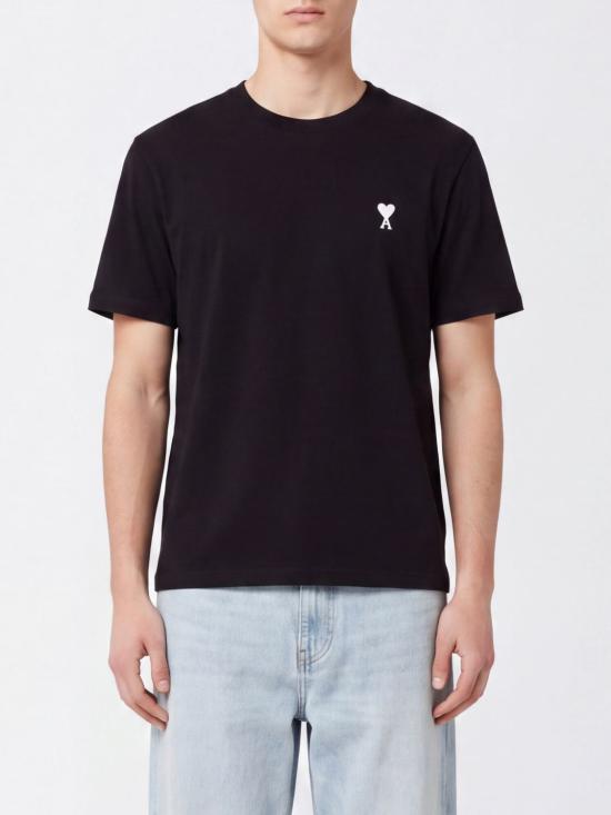 26FW 아미 스몰 하트 로고 라이트 코튼 저지 티셔츠 HTS346724 045 Black