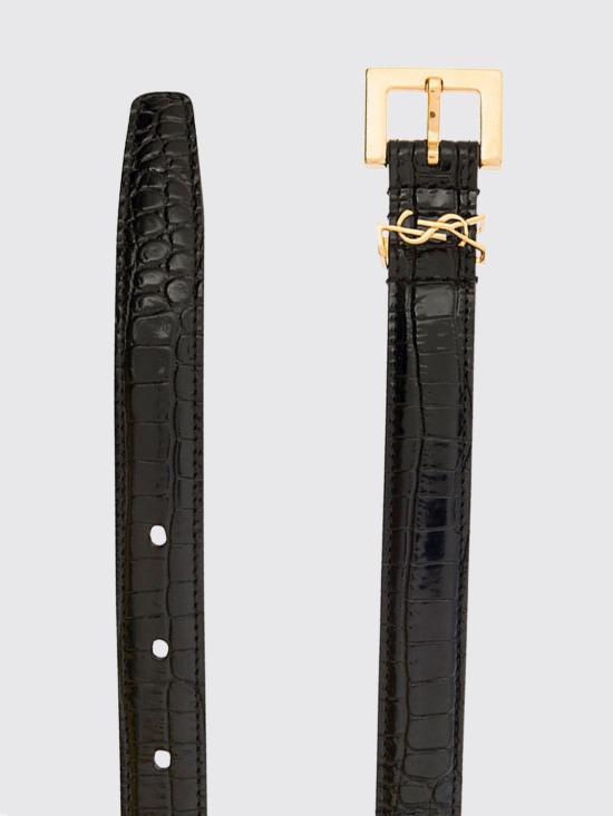 26FW 생로랑 카산드라 씬 스퀘어 버클 벨트 554465DND0J 1000 Black - SAINT LAURENT