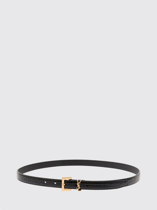 26FW 생로랑 카산드라 씬 스퀘어 버클 벨트 554465DND0J 1000 Black