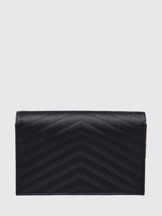 26FW 생로랑 그랑 드 뿌드르 레더 카산드라 엔벨로프 체인 지갑 857605BOW01 1000 Black - SAINT LAURENT