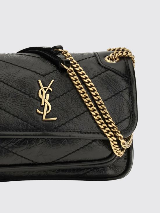 26FW 생로랑 빈티지 레더 니키 미니백 8460870EN07 1000 Black - SAINT LAURENT