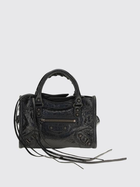 26FW 발렌시아가 르 시티 나노 램스킨 탑핸들 토트백 8657642ACFH 1000 Black