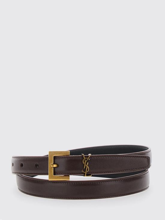 26FW 생로랑 카산드라 씬 스퀘어 버클 벨트 554465BOO0W 6892 Brown