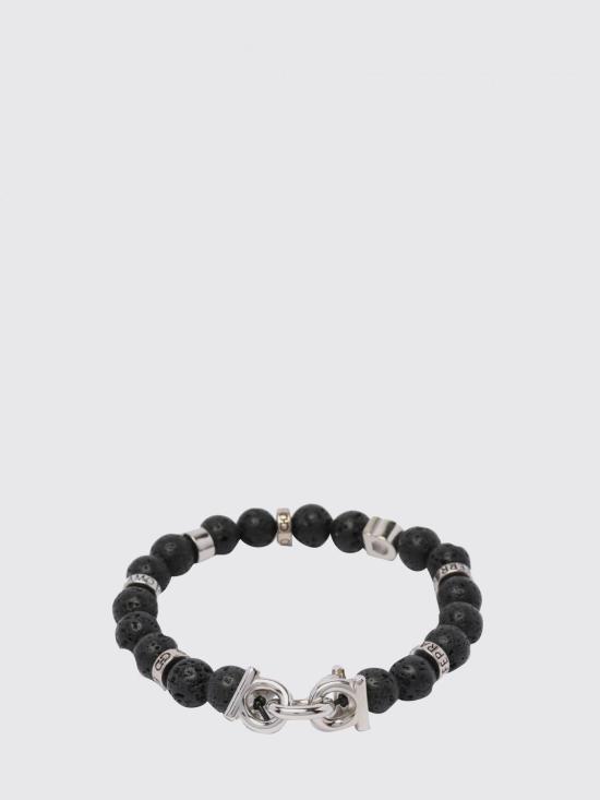 26FW 살바토레 페라가모 라바 스톤 간치니 브레이슬릿 770150 717496 PIETRA LAVICA Black - SALVATORE FERRAGAMO