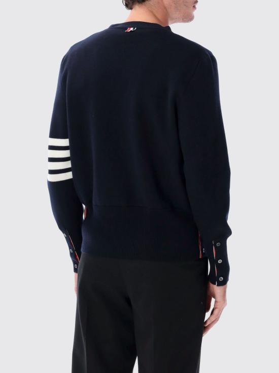 26FW 톰브라운 울 4바 브이넥 가디건 MKC160A00014 415 Navy - THOM BROWNE