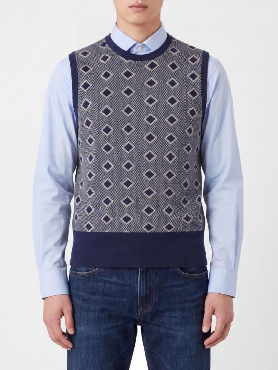 26FW 엠포리오 아르마니 니트 베스트 EM006267AF29811 FB056 Navy