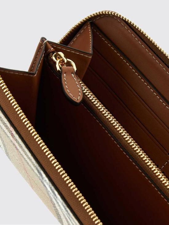 26FW 버버리 체크 앤 레더 집어라운드 지갑 8070598 Brown - BURBERRY