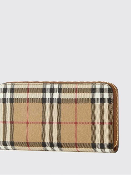 26FW 버버리 체크 앤 레더 집어라운드 지갑 8070598 Brown - BURBERRY