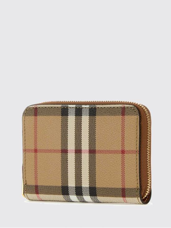 26FW 버버리 체크 레더 지퍼 지갑 8070600 Brown - BURBERRY