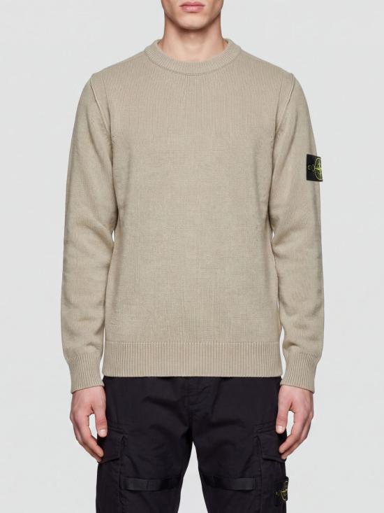 26FW 스톤 아일랜드 램스울 립드 트림 레귤러 핏 크루넥 스웨터 5100072S00A3 V0095 Beige