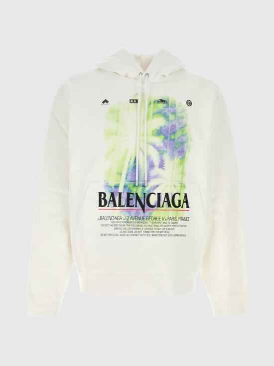 26FW 발렌시아가 후드 티셔츠 858143TUVZ9 9000 White